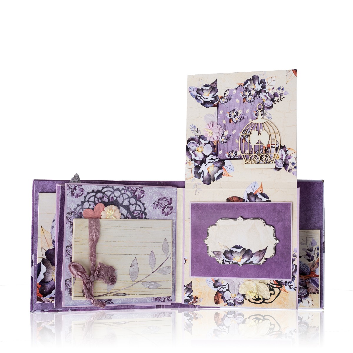 48 Pieces Scrapbook Paper Pad in Purple Violet Bloom Pack Floral