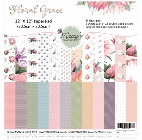 Floral Grace, double sided 12X12 cardstock, patterned cardstock, floral scrapbook paper, floral cardstock, scrapbooking supplies, diy mini box, patterned paper